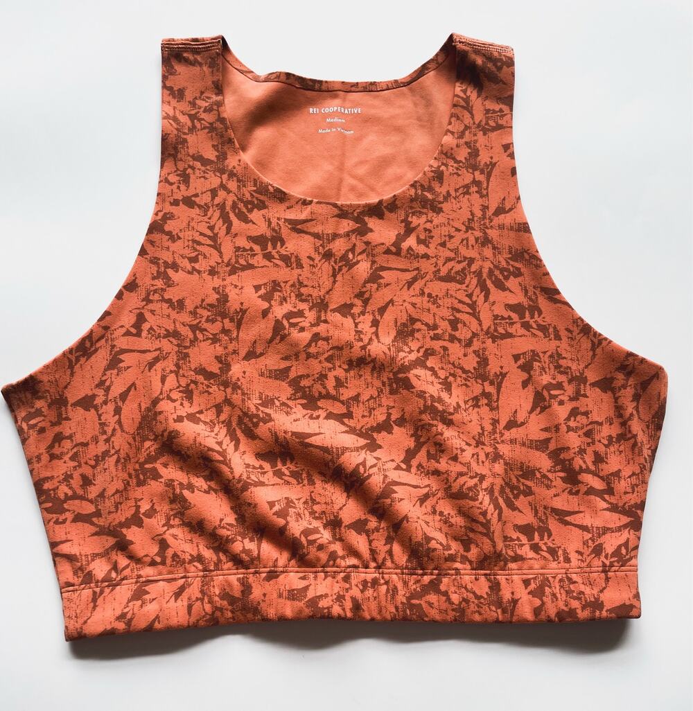REI Co-Op Orange Leaf Print Cropped Tank Size Medium